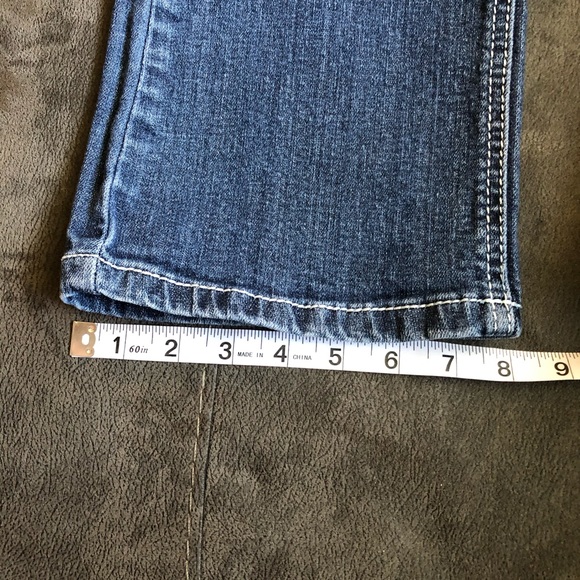 Twelve K Blue Bedazzled Embroidered Bootcut Jeans Low Rise Flap Pocket 9Jrs - Picture 12 of 16